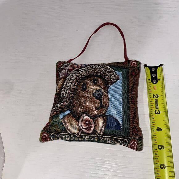 Boyds Bears Vintage Afternoon Tea Tapestry Pillow Decor Reds Green Brown - Picture 8 of 9